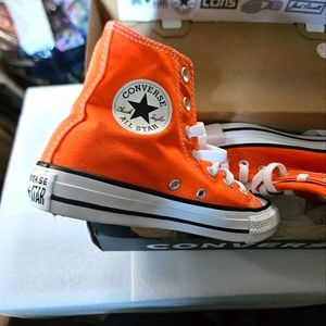 Chuck Taylor Converse Youth M3/W5 Unisex Golden Poppy Hi-top Orange All Stars